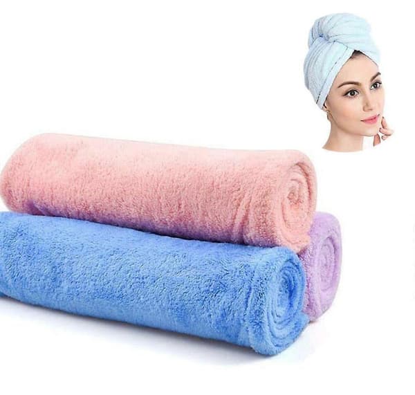 GETIT 3-pack mikrofiber turbanhårhanddukar: Absorberande, knappfästa – Passar alla