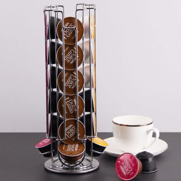 Kaffekapselhållare, Roterande Kaffepodhållare För Din Dagliga Bryggning, Elegant Kromfinish Ger Elegans Till Ditt Kök, Utrymmesbesparande Design