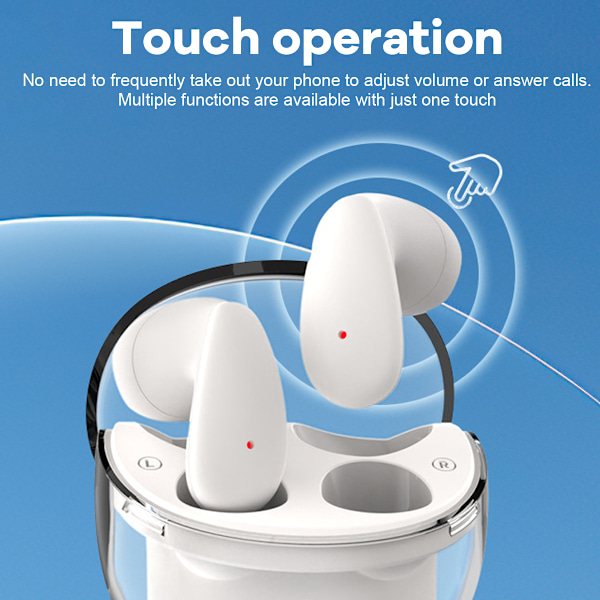 True Wireless Hörlurar, Bluetooth 5.3, Ergonomisk Design, Lång Batteritid, Brusreducering, Touchkontroll, Din Idealiska Följeslagare för Musik och Samtal