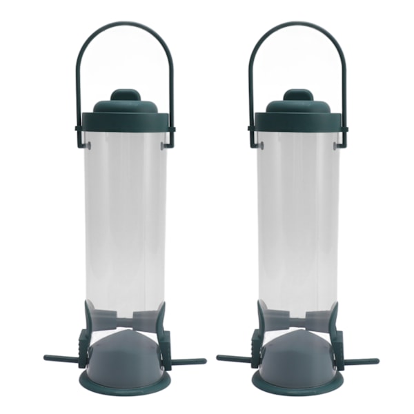 2 Set Fågelrör Matare Plast Transparent Hängande Fink Matare Trädgårdsdekoration med 2 Ventiler 2 Portar