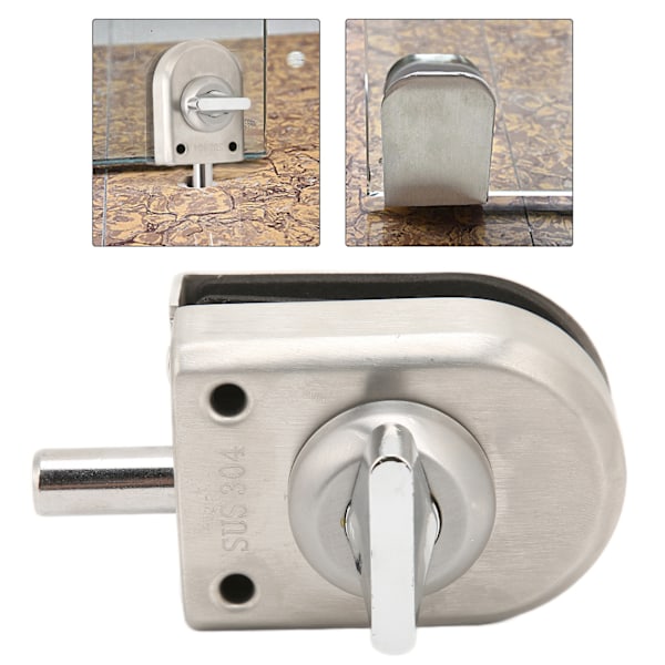 10‑12mm Frameless Single Glass Door Lock Stainless Steel Push Sliding for Shopping Mall Apartment