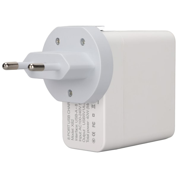 X82 40W USB A-lader 8-porters USB-ladehode bærbar reisehurtiglader for mobiltelefon nettbrett