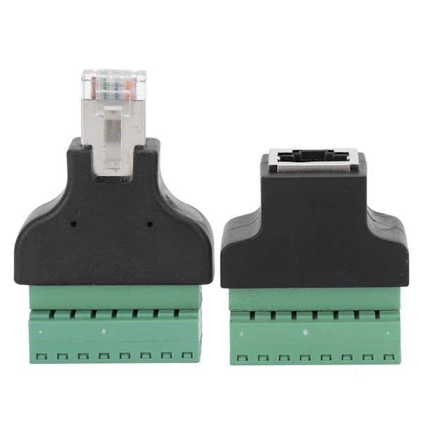 2 stk RJ45 hun-han til skrue terminal 8-bens CCTV digital DVR adapter stik