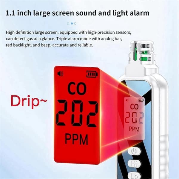 Kuliltealarmer, LCD-display med 2 AAA-batterier (hvid) Kuliltealarmer