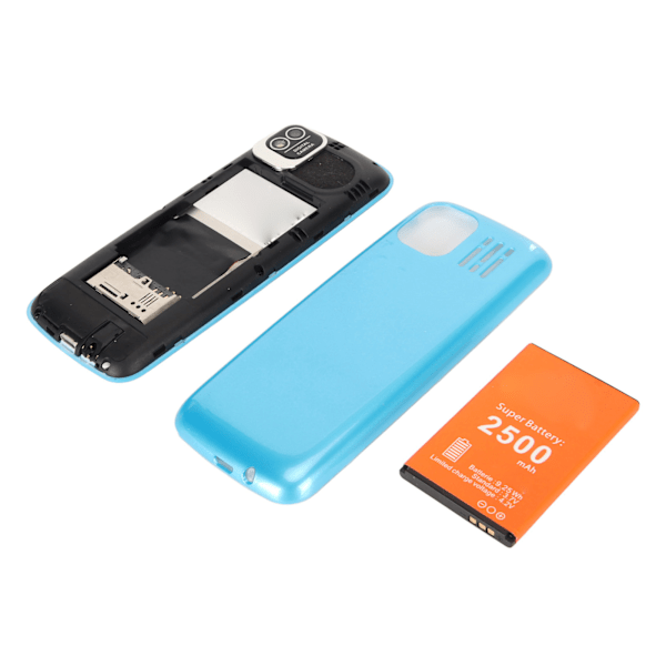 Olåst Senior Mobiltelefon 2G 2.4 Tum HD-Skärm Dubbla Kort 2500mAh Batteri SOS Hög Röst Stor Knapp Mobiltelefon för Äldre Barn 100 till 240V Lätt