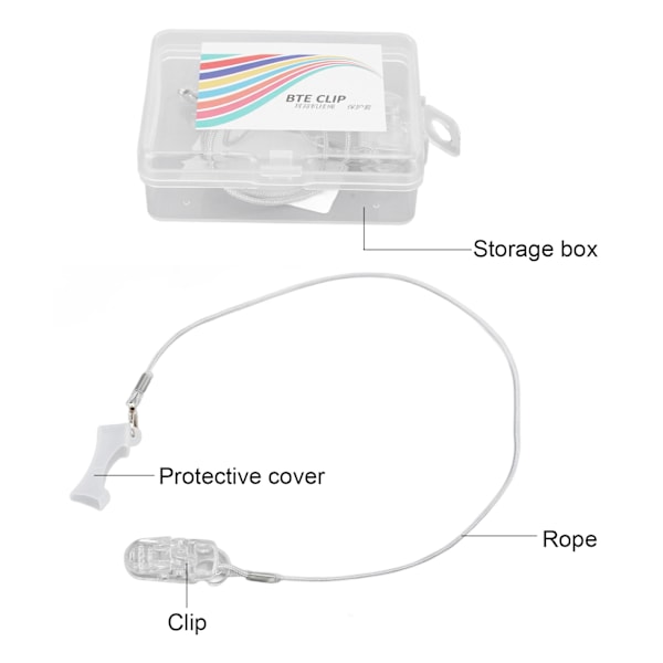 Høreapparat enkelt klip reb forhindre tabt høreapparater fiksering holder snor til seniorer A13