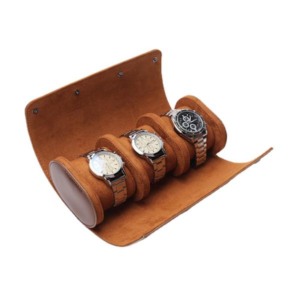 Se ur rul rejse ur etui 3 slot ur arrangør til mænd og kvinder PU læder bærbar ur display opbevaring pung smykkeskrin