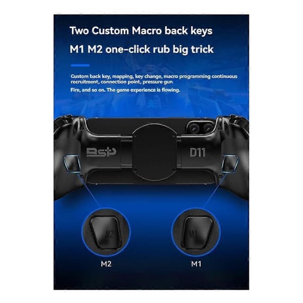 D11 Strækbar Trådløs Game Controller Kompatibel med SWITCH/Android/IOS Tablet Multifunktionel Streaming Joystick Sort