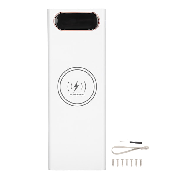 L20 QC 22.5W+15W Langaton lataus Akun Kotelo 20x18650 Akun Laatikko DIY Power Bank(Valkoinen )