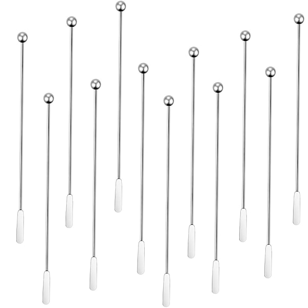 Återanvändbara Dryckesomrörare, Cocktailpinnar i Rostfritt Stål för Hemmabaren, Lätta att Rengöra, Säkra och Hälsosamma, Partyanvändning (12-pack)