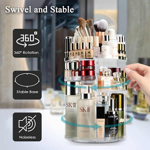 Auxmir® Stor Makeup Organizer 360° Roterende Skønhed Kosmetik Opbevaring på Stativ