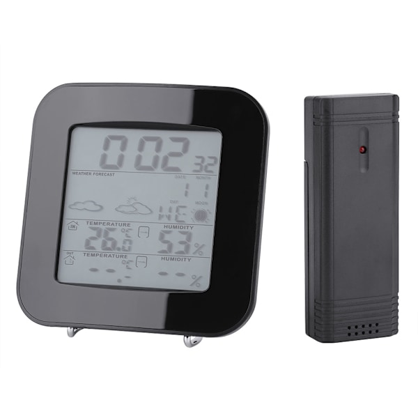 Digital LCD Trådlös Väderstation Väckarklocka Snooze Utomhus Inomhus Termometer Hygrometer