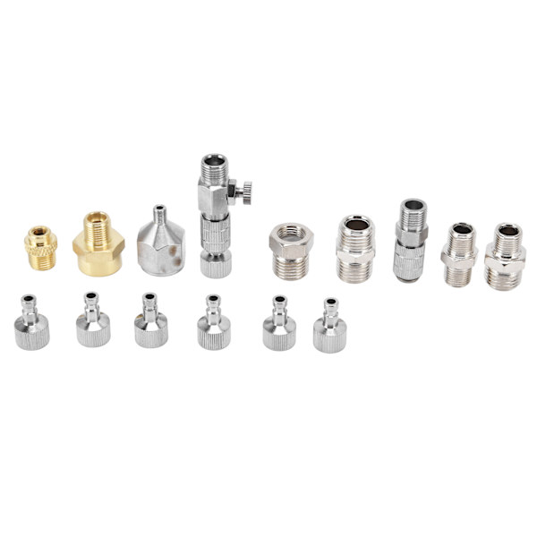 15PCS Airbrush Adapter Set Rustfritt Stål Airbrush Hurtigutløsing Koblingsbeslag Kontaktsett