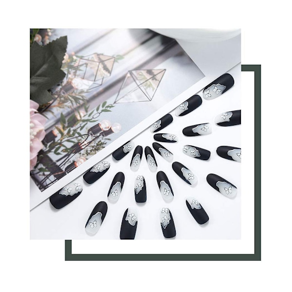 Eleganta akrylnageltippar, matta lösnaglar, perfekta för nagelsalonger och DIY-nagelkonst, lätta att applicera och ta bort, idealisk present till kvinnor och flickor