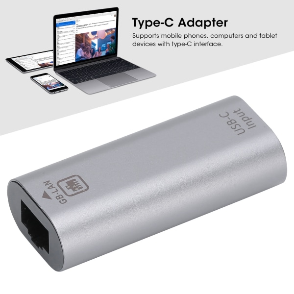 Alumiiniseos TypeC naar Gigabit RJ45 -verkkoportadapteri Windows Android OS X:lle