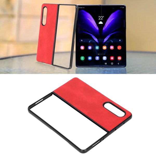 Läderfodral för smartphone, stöttåligt telefonskydd för Samsung Galaxy Z Fold 3, röd