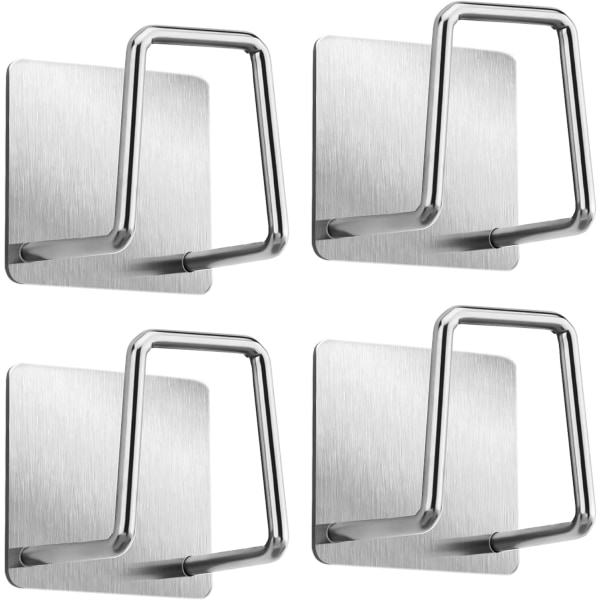 Sponge Holder - 304 Stainless Steel Dish Sponge Hook, Adhesive - Sink Accessories - Adhesive Hook, Kitchen Bathroom Storage (4pcs, Silver)