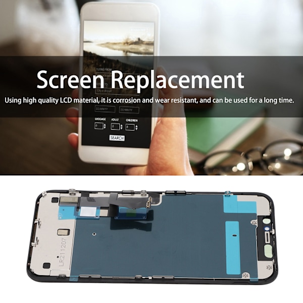 Komplett monteringssats för byte av telefonskärm LCD-skärm pekskärm med verktyg för iPhone XR