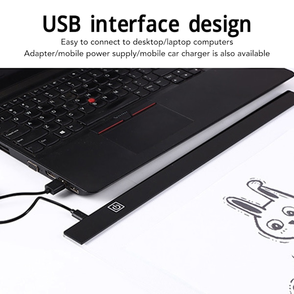 A3 Lysbrett Ultratynt 12000K LED Trinnløs Dimbar USB Strømdrevet Lyspute Tracer for Maling Tracing Skissering