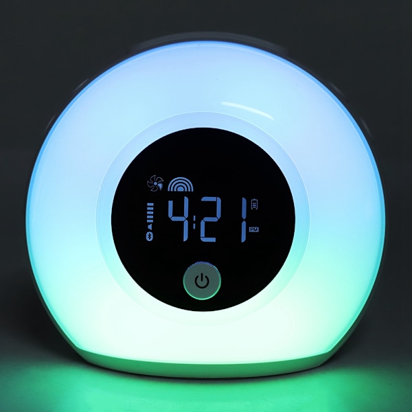 Färgglad Väckarklocka med Andningslampa Barn Bluetooth Högtalare Bordlampa Alarmklocka för Sovrum