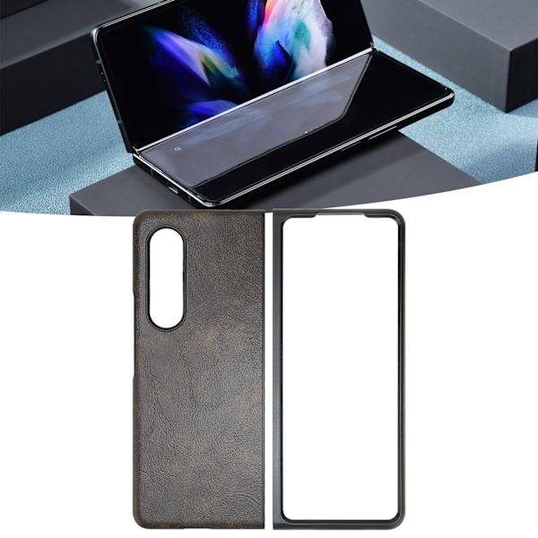Business Lær Telefondeksel for Galaxy Z Fold 3 Støvttett Foldeskjerm TelefondekselKamuflasje Grønn
