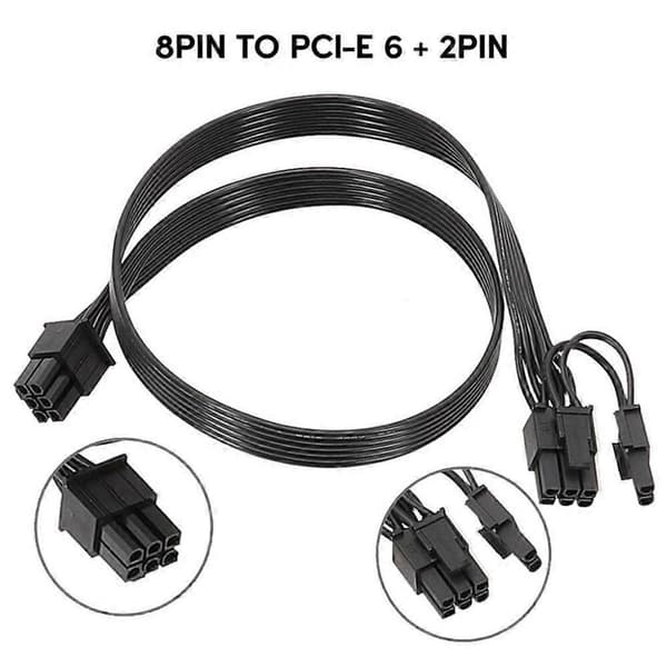 (20cm)PCIExpress GPU 6-pin til PCIe 6+2-pin strømkabel PCIe grafikkort 8-pin