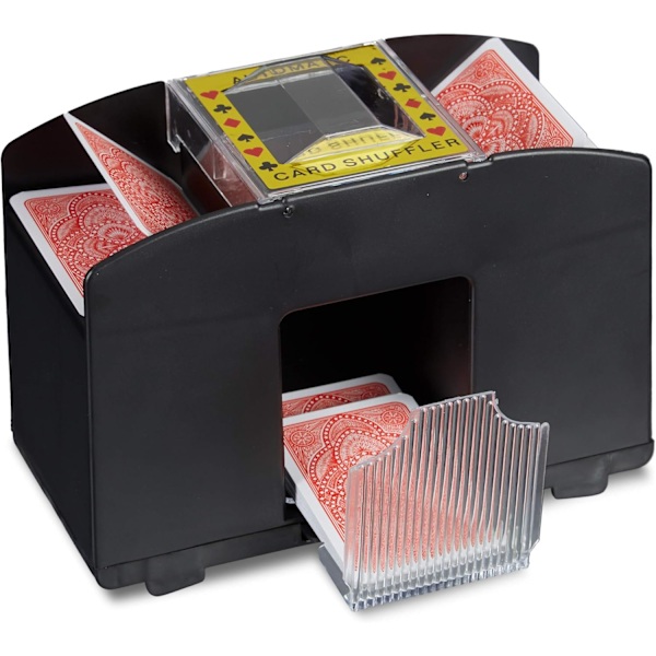 Enkel underhållning, snabb blandning för poker, rummy & skat, batteridriven elektrisk kortblandare, 2-4 kortlekar, ljudreducerande design, perfekt