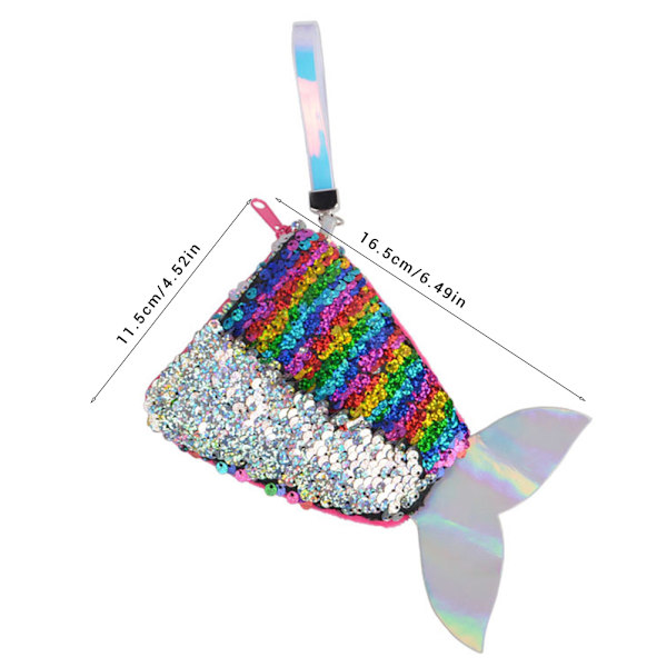 Sequin Hand Strap Myntväska Mermaid Svans Myntväska - Färgglad