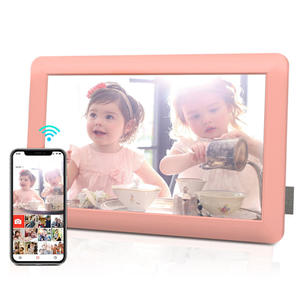 WiFi Digital Fotoram 1280x800 10,1 Tum IPS HD Touch Screen Smart Cloud Fotoram med 16GB Lagring 100‑240V Rosa AU-kontakt