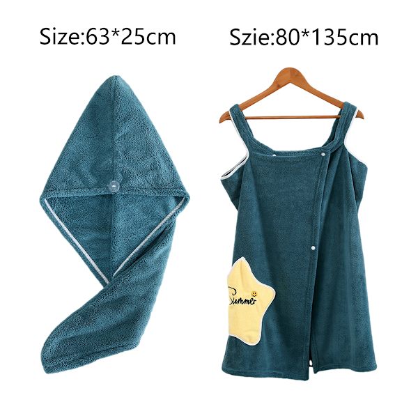 1 set handduk wrap bad dusch wrap handduk wrap mjuk lätt bad body wrap, med torr hår mössa（storlek stor）
