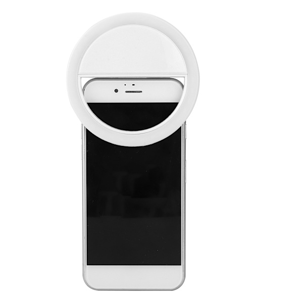 USB-opladning Selfie LED-lys Bærbar telefon Selfie-lampe Lysende klipslampe til iPhone (hvid)
