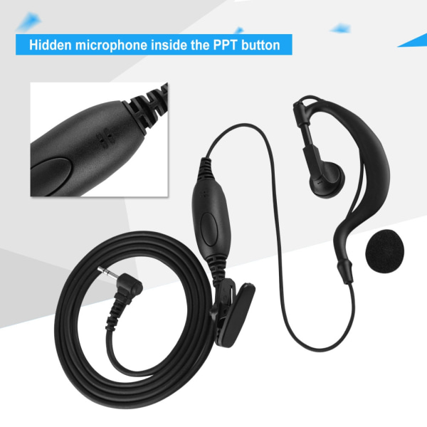 2 stk 2,5 mm G-formet enkeltpinne Walkie Talkie-headset toveis radioøreplugger