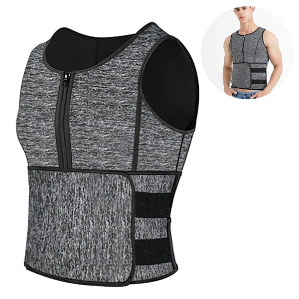 Mænd Neopren Sauna Lynlås Taljetræner Vest Tank Top Trimmer Body Shaper Korset Vest