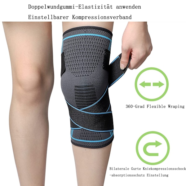 Justerbart knästöd med kompression, ergonomisk design med halkfritt skydd för smärtlindring, fukttransporterande andningsbart stöd, 2-pack
