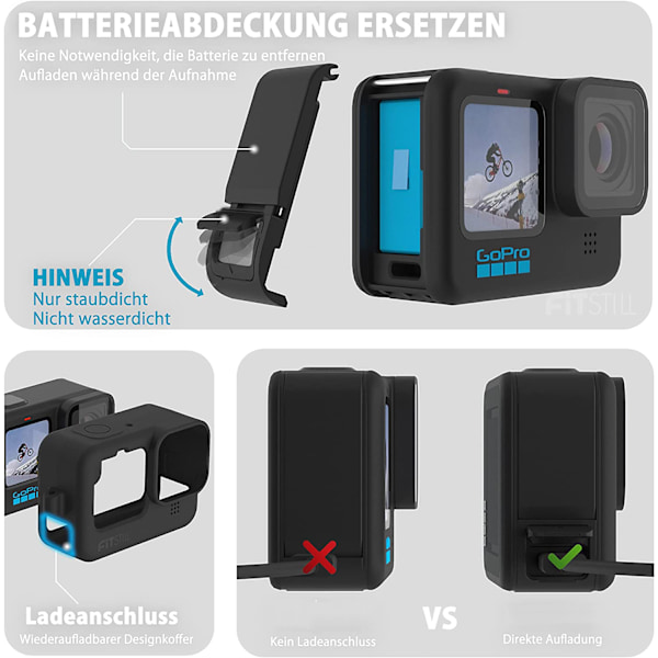 Kamerasäkerhetsutrustning, Ersättningsbatterilucka och Justerbart Snöre, Lämplig för Hero11/Hero10/Hero9 Black Actionkameror