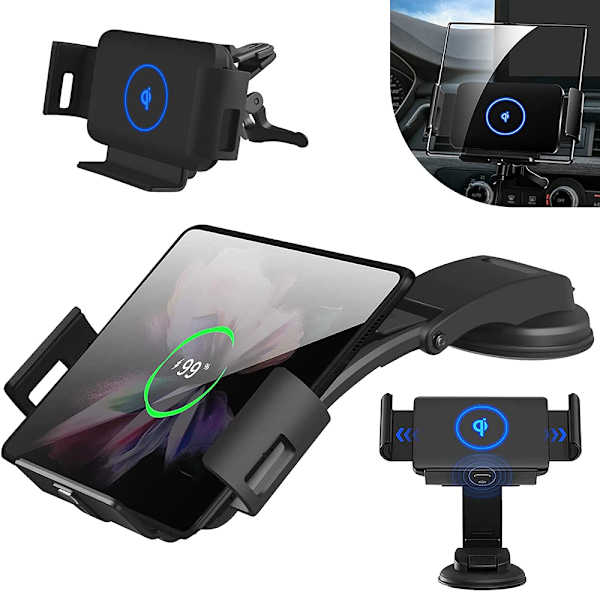 Trådlös Billaddare Fäste För Galaxy Z Fold, Snabbladdning Med Kylfläkt & Intelligent Automatisk Fastklämning, Designad För Oavbruten Navigation