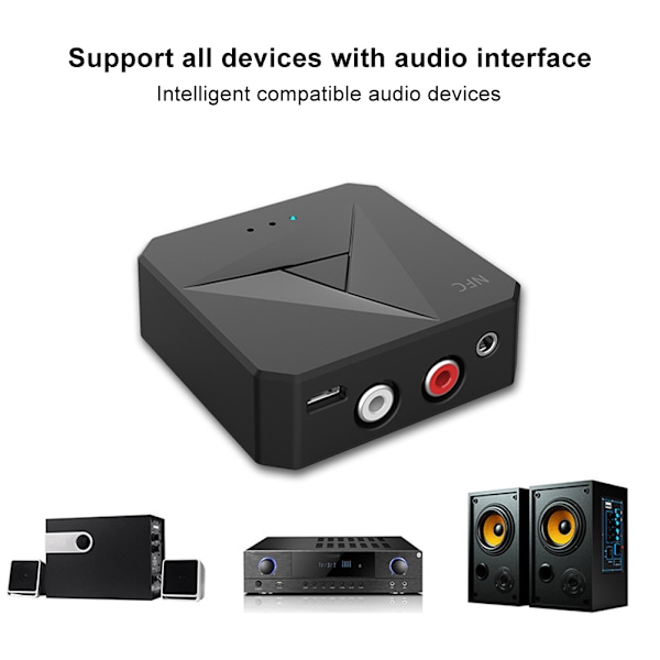Bluetooth 5.0 mottaker sender 2 i 1 bil 3.5AUX telefon trådløs adapter for NFC