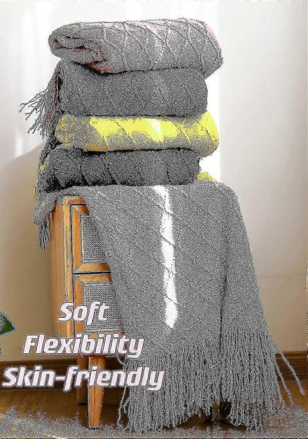 Koselig fleeceteppe kompatibelt med sofa og seng, lett varmt teppe