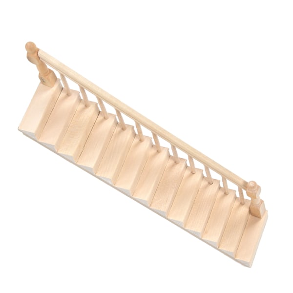 Dockhus Trappor Blanka Rundade Hörn Björk Material DIY Levande Söta 1/12 Skala Miniatyr Trapphus för Hantverk