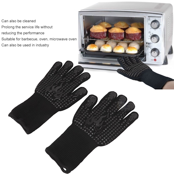 Halkfria silikonugnshandskar, matlagnings- och bakhandskar för grill, ugn, mikrovågsugn, högtemperaturbeständiga vantar
