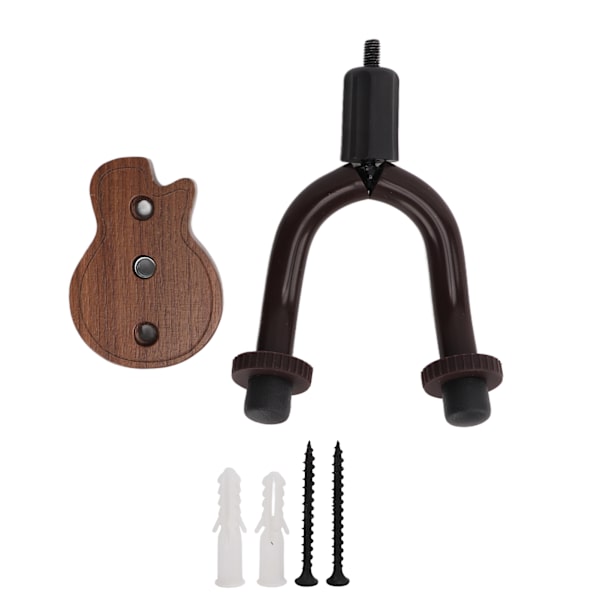 Väggmonterad gitarrhållare i svart valnöt för akustisk elbas gitarr ukulele