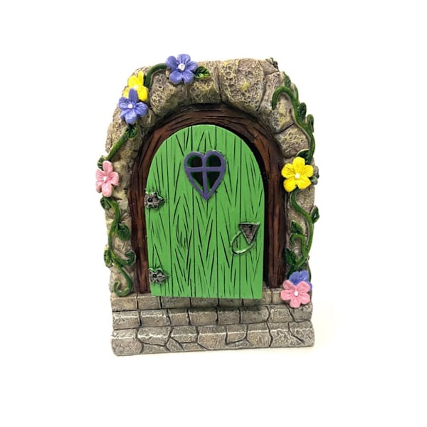 Solcelle Fe Dør Statue Resin Miniature Dør Skulptur til Have Gårdsplads Yard Dekoration