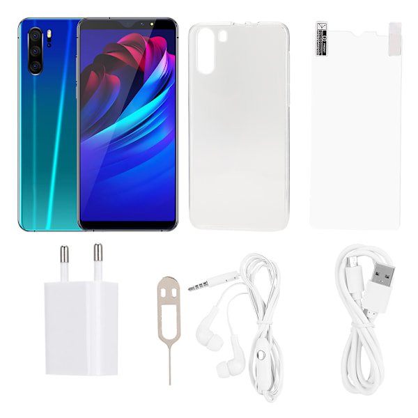6,1-tums P31 Pro 3+32G Octa Core Ansiktsigenkänning HD-skärm Smartphone Gradient Blå (EU-kontakt)