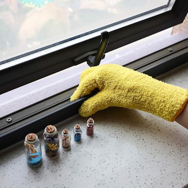2 par Microfiber Auto Damting Rengöringshandskar Tvättbara rengöringsvantar för kök Husstädning Bilar Lastbilar Speglar Lampor Persienner Damming