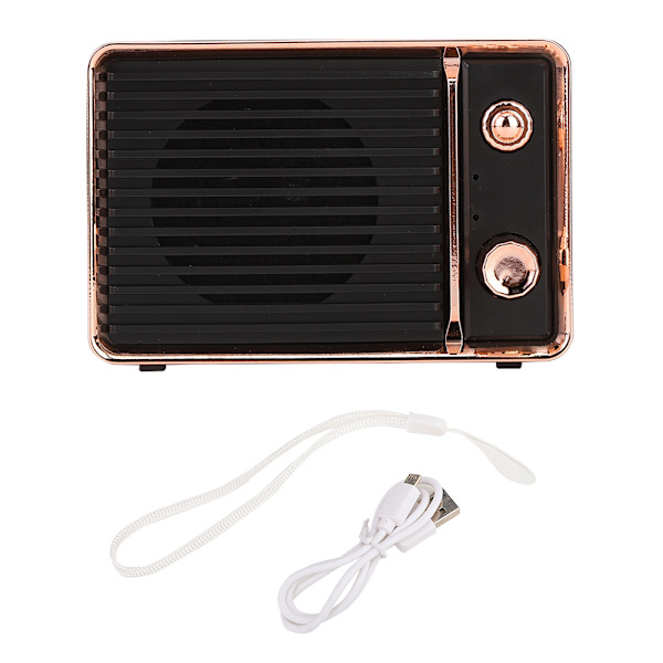 DW01 Mini bærbar vintage Bluetooth Micro USB-højttaler indbygget 900mAh batteri sort