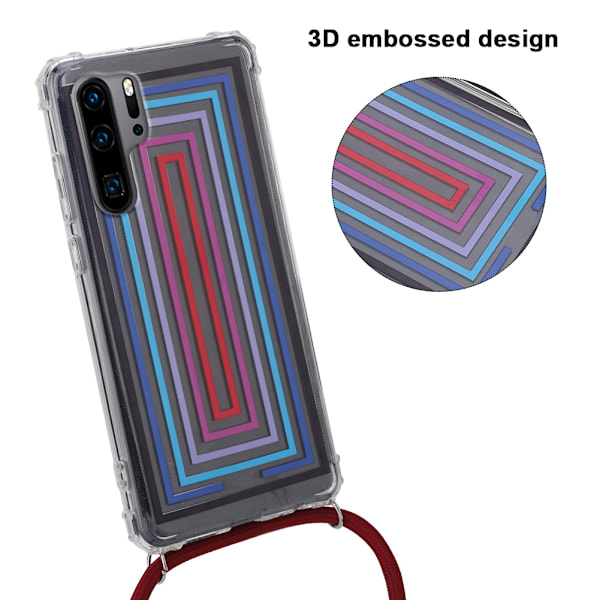 3D-präglad mobilskal med stötsäkert fodral och rem för Huawei (för Huawei P30 PRO)