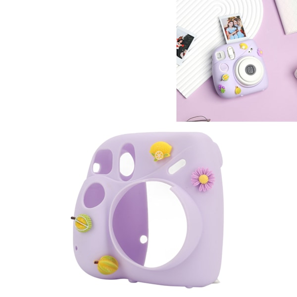 Välitön kameran kevyt suojus olkahihnalla pehmeä silikonisuojakotelo Instax Mini 7 Plus -purppurahedelmälle