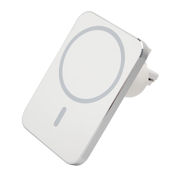 15W Kvadratisk Magnetisk Sug Trådløs Lader Bil Mobiltelefon Holder Hurtiglading Hvit