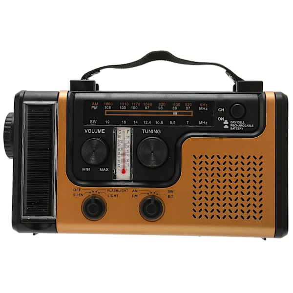 Kannettava LED-aurinkokäsikampi radio 2000mAh AM FM SW Hätä W