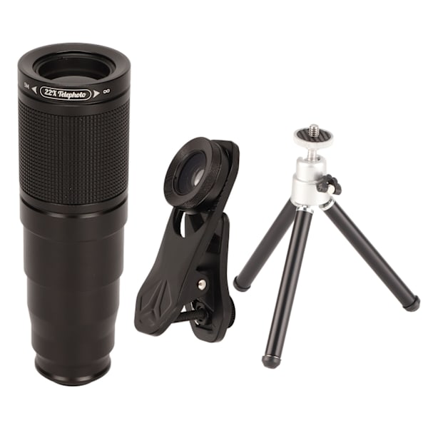 Objektivsæt Ekstern 22X Telefoto 205 Graders Fisheye 120 Graders Vidvinkel 25X Acro Objektiv til Smartphone
